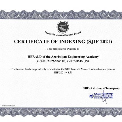 Certificate SJIF - Scientific Journal Impact Factor - 2021